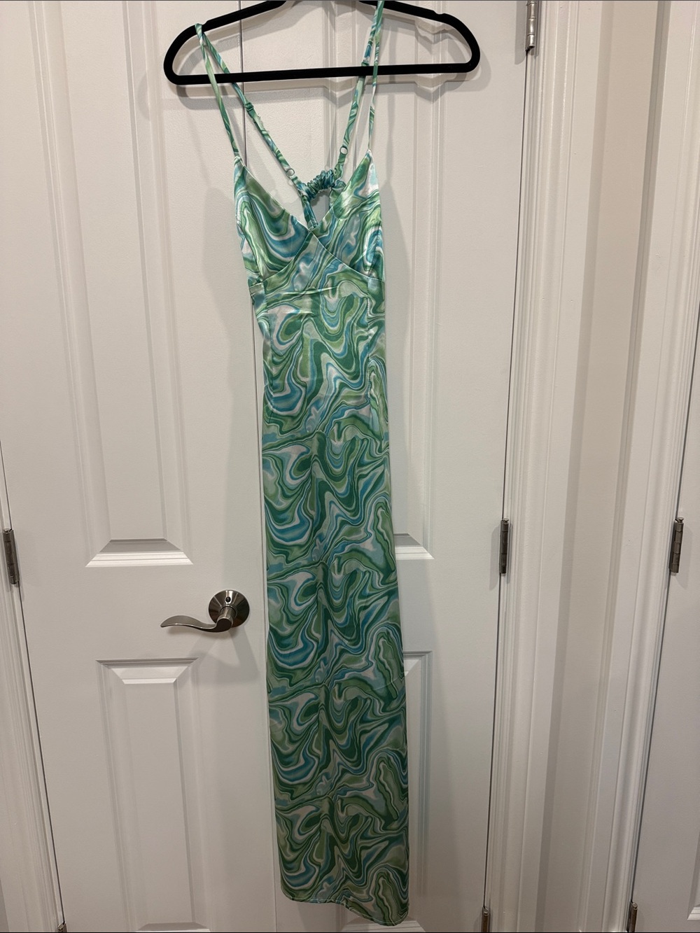 Inspired Hearts Green Multi Swirl Maxi Slip Dress